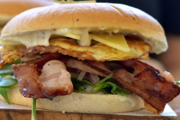 Burger in The Greedy Cow Cafe
