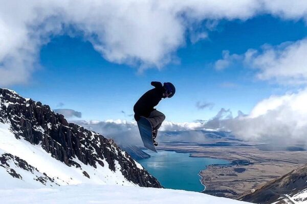 A person skiing in Ohau Snow Fields