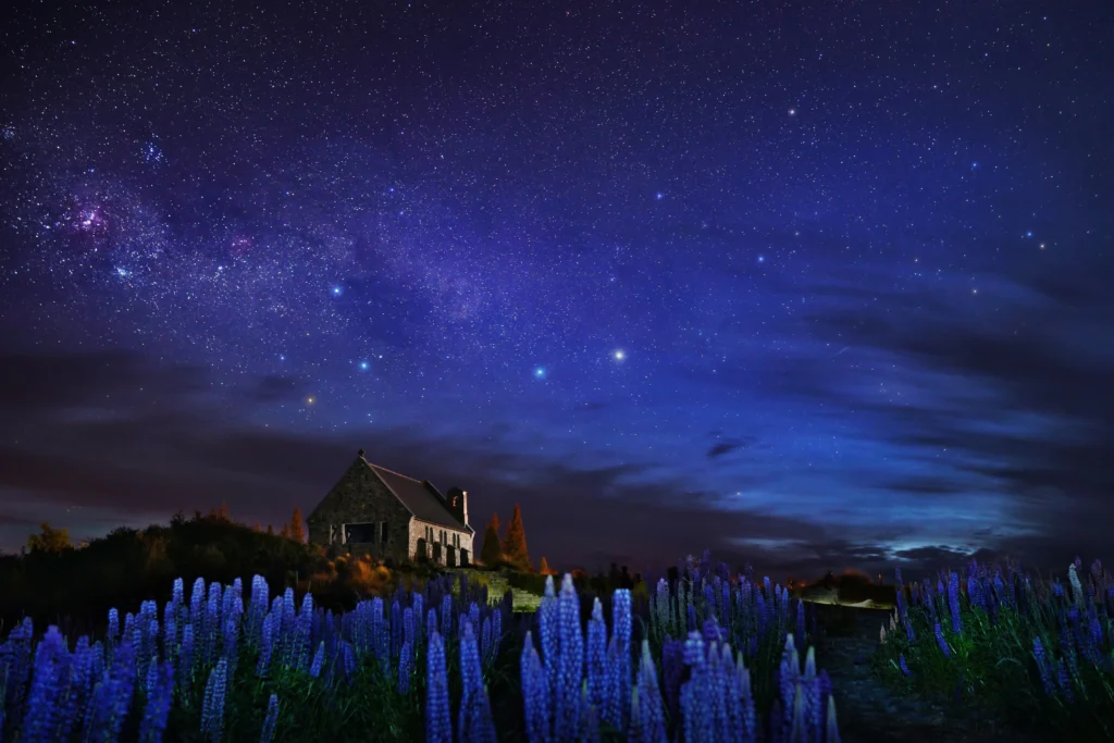 Night sky view at Lake Tekapo